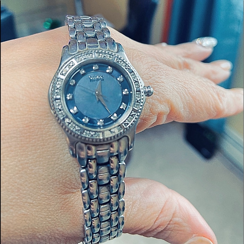 DIAMOND CRUSTED MOTHER OF PEARL WATCH